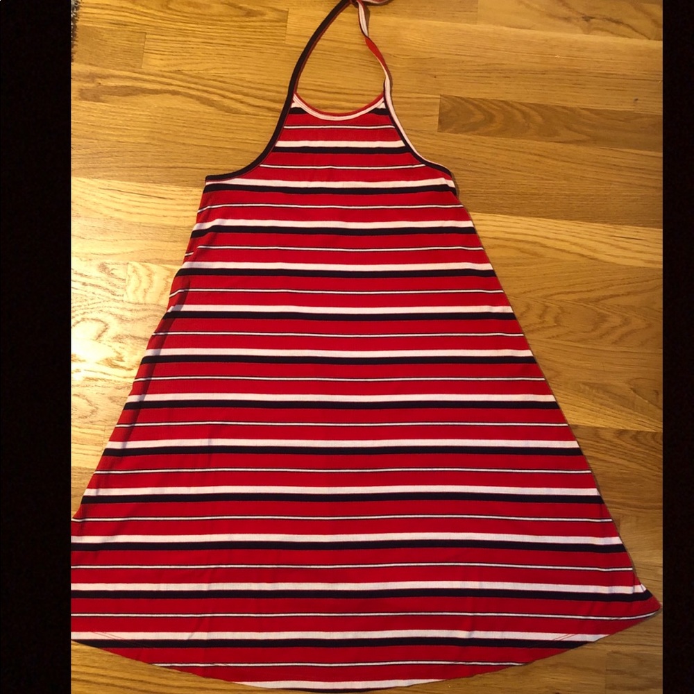 Red, white and navy blue summer dress